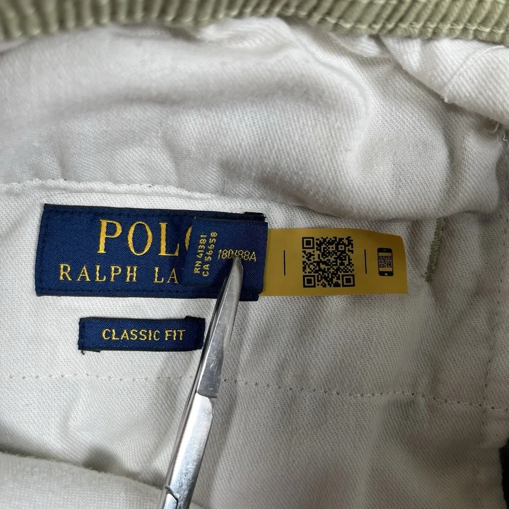 Polo Ralph Lauren Pants Mens Large Khaki Belted Chino Stretch Casual Classic Fit